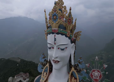 Aerial View of White Tara Statue in Tawang, Arunachal Pradesh, India