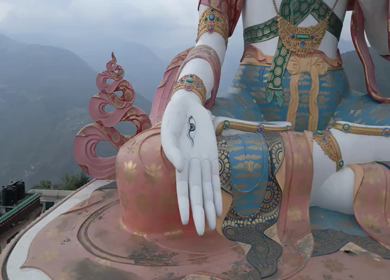 Aerial View of White Tara Statue in Tawang, Arunachal Pradesh, India