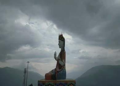 Aerial View of White Tara Statue in Tawang, Arunachal Pradesh, India