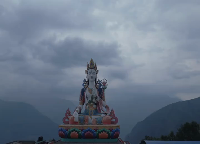 Aerial View of White Tara Statue in Tawang, Arunachal Pradesh, India