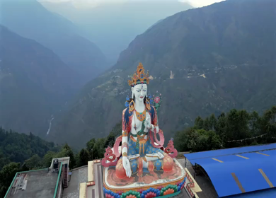 Aerial View of White Tara Statue in Tawang, Arunachal Pradesh, India