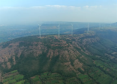 Aerial View of Wind Turbines and Mountain Landscape Goa