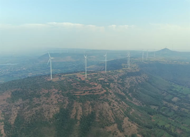 Aerial View of Wind Turbines and Mountain Landscape Goa