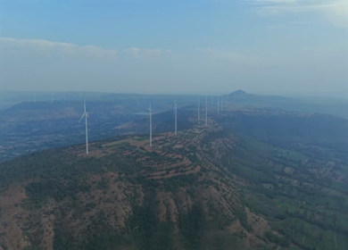 Aerial View of Wind Turbines and Mountain Landscape Goa