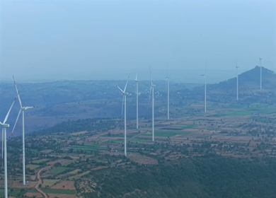 Aerial View of Wind Turbines and Mountain Landscape Goa