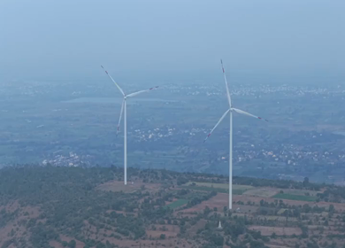 Aerial View of Wind Turbines and Mountain Landscape Goa