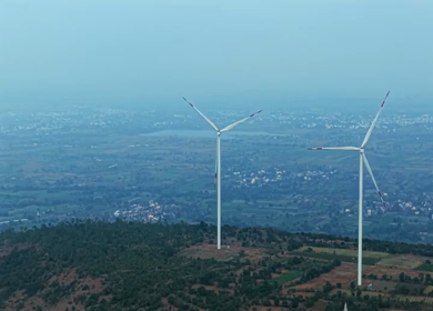 Aerial View of Wind Turbines and Mountain Landscape Goa
