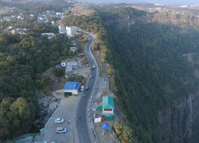 Aerial View of Winding Mountain Road in Nongjrong Meghalaya India