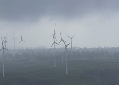 Aerial View of Windmills on Gudhe Panchgani Plateau Sangli Maharashtra India