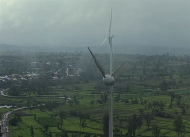Aerial View of Windmills on Gudhe Panchgani Plateau Sangli Maharashtra India