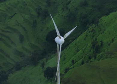 Aerial View of Windmills on Gudhe Panchgani Plateau Sangli Maharashtra India