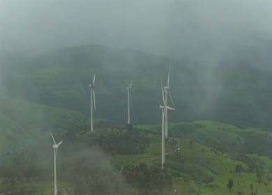 Aerial View of Windmills on Gudhe Panchgani Plateau Sangli Maharashtra India