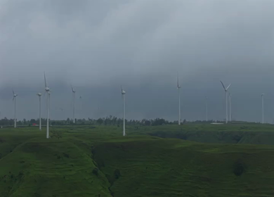 Aerial View of Windmills on Gudhe Panchgani Plateau Sangli Maharashtra India