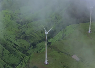 Aerial View of Windmills on Gudhe Panchgani Plateau Sangli Maharashtra India