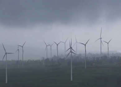 Aerial View of Windmills on Gudhe Panchgani Plateau Sangli Maharashtra India