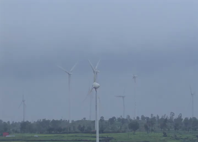 Aerial View of Windmills on Gudhe Panchgani Plateau Sangli Maharashtra India