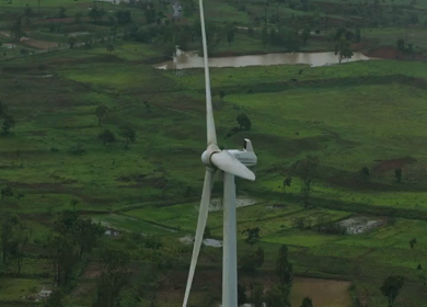 Aerial View of Windmills on Gudhe Panchgani Plateau Sangli Maharashtra India