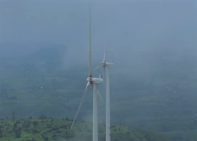 Aerial View of Windmills on Gudhe Panchgani Plateau Sangli Maharashtra India