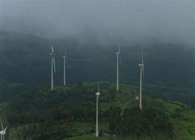 Aerial View of Windmills on Gudhe Panchgani Plateau Sangli Maharashtra India