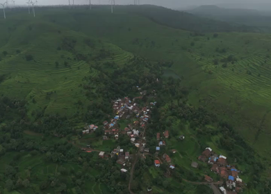 Aerial View of Windmills on Gudhe Panchgani Plateau Sangli Maharashtra India