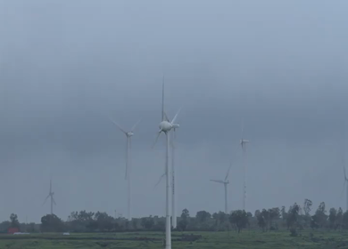 Aerial View of Windmills on Gudhe Panchgani Plateau Sangli Maharashtra India