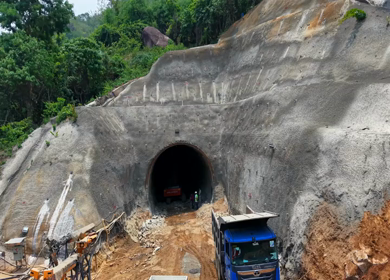 Aerial View of Kottavalasa–Kirandul Railway Track and Tunnel Construction, Andhra Pradesh