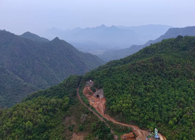Aerial View of Kottavalasa–Kirandul Railway Track and Tunnel Construction, Andhra Pradesh