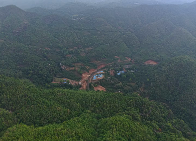 Aerial View of Kottavalasa–Kirandul Railway Track and Tunnel Construction, Andhra Pradesh
