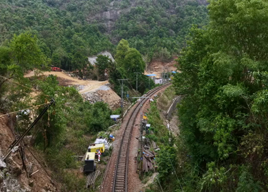 Aerial View of Kottavalasa–Kirandul Railway Track and Tunnel Construction, Andhra Pradesh
