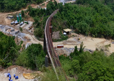 Aerial View of Kottavalasa–Kirandul Railway Track and Tunnel Construction, Andhra Pradesh