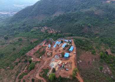 Aerial View of Kottavalasa–Kirandul Railway Track and Tunnel Construction, Andhra Pradesh