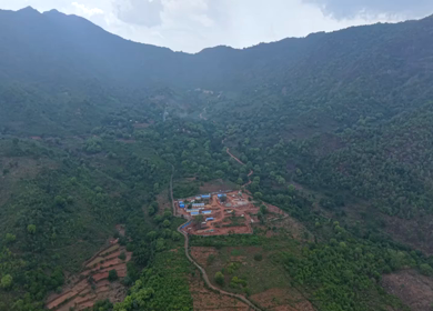 Aerial View of Kottavalasa–Kirandul Railway Track and Tunnel Construction, Andhra Pradesh