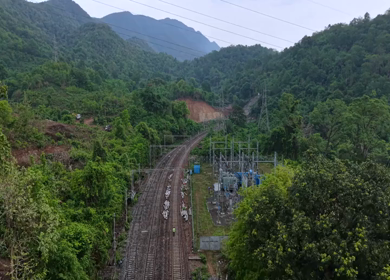 Aerial View of Kottavalasa–Kirandul Railway Track and Tunnel Construction, Andhra Pradesh