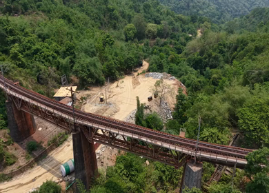 Aerial View of Kottavalasa–Kirandul Railway Track and Tunnel Construction, Andhra Pradesh