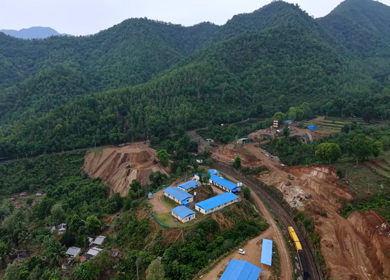 Aerial View of Kottavalasa–Kirandul Railway Track and Tunnel Construction, Andhra Pradesh