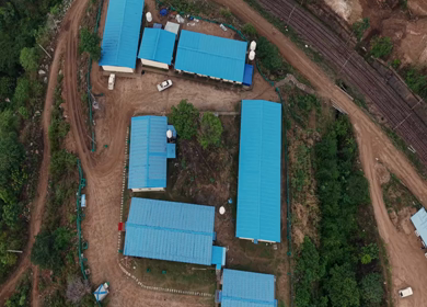 Aerial View of Kottavalasa–Kirandul Railway Track and Tunnel Construction, Andhra Pradesh