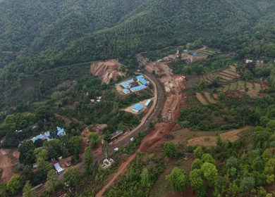 Aerial View of Kottavalasa–Kirandul Railway Track and Tunnel Construction, Andhra Pradesh