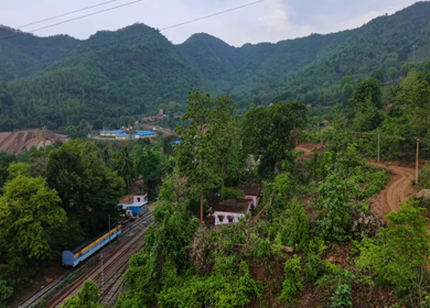 Aerial View of Kottavalasa–Kirandul Railway Track and Tunnel Construction, Andhra Pradesh