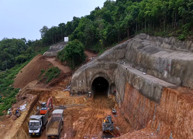 Aerial View of Kottavalasa–Kirandul Railway Track and Tunnel Construction, Andhra Pradesh