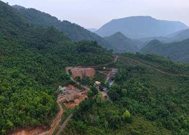 Aerial View of Kottavalasa–Kirandul Railway Track and Tunnel Construction, Andhra Pradesh