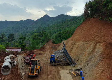 Aerial View of Kottavalasa–Kirandul Railway Track and Tunnel Construction, Andhra Pradesh