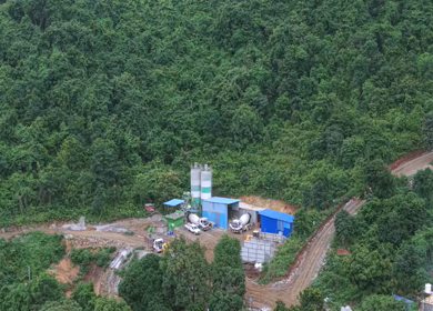 Aerial View of Kottavalasa–Kirandul Railway Track and Tunnel Construction, Andhra Pradesh
