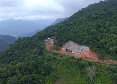 Aerial View of Kottavalasa–Kirandul Railway Track and Tunnel Construction, Andhra Pradesh