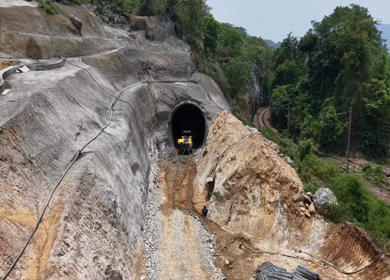 Aerial View of Kottavalasa–Kirandul Railway Track and Tunnel Construction, Andhra Pradesh