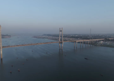 Aerial View of New Yamuna Bridge (Naini Bridge) During Maha Kumbh Mela 2025 Prayagraj