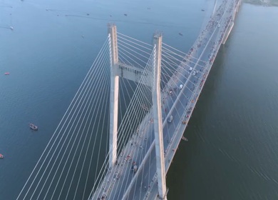 Aerial View of New Yamuna Bridge (Naini Bridge) During Maha Kumbh Mela 2025 Prayagraj