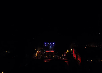 Aerial night shot of a live concert performance at a Big Fat Indian wedding in India