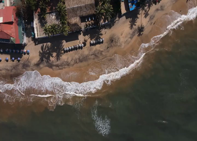 An Aerial shot of Anjuna Beach at Goa in India