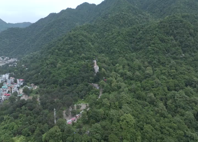 Aerial shot of Bhuteshwar Temple in Rishikesh India