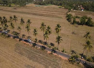 An Aerial shot of Parra Road in Goa, India